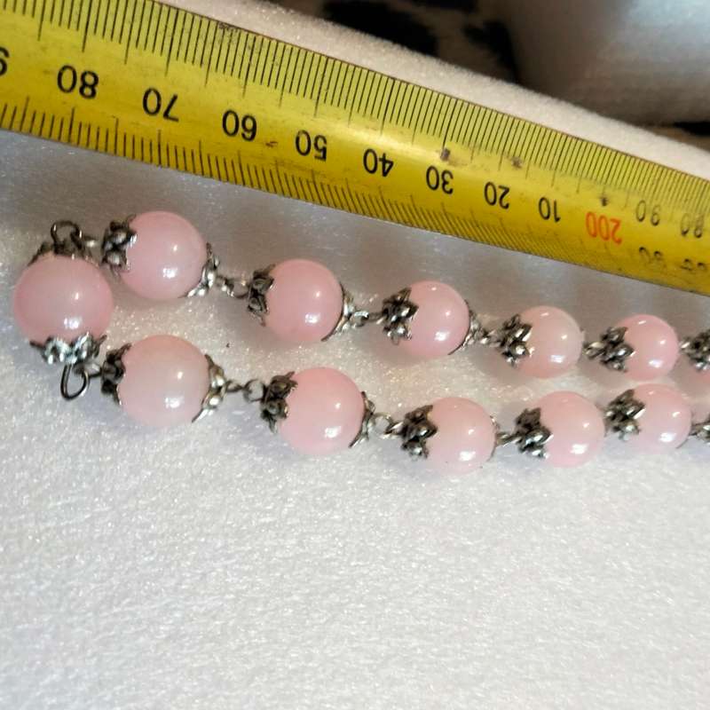 1 NECKLACE - Rose quartz glass beads+spacers metal Chain look at my Buy Now listings - No Waiting