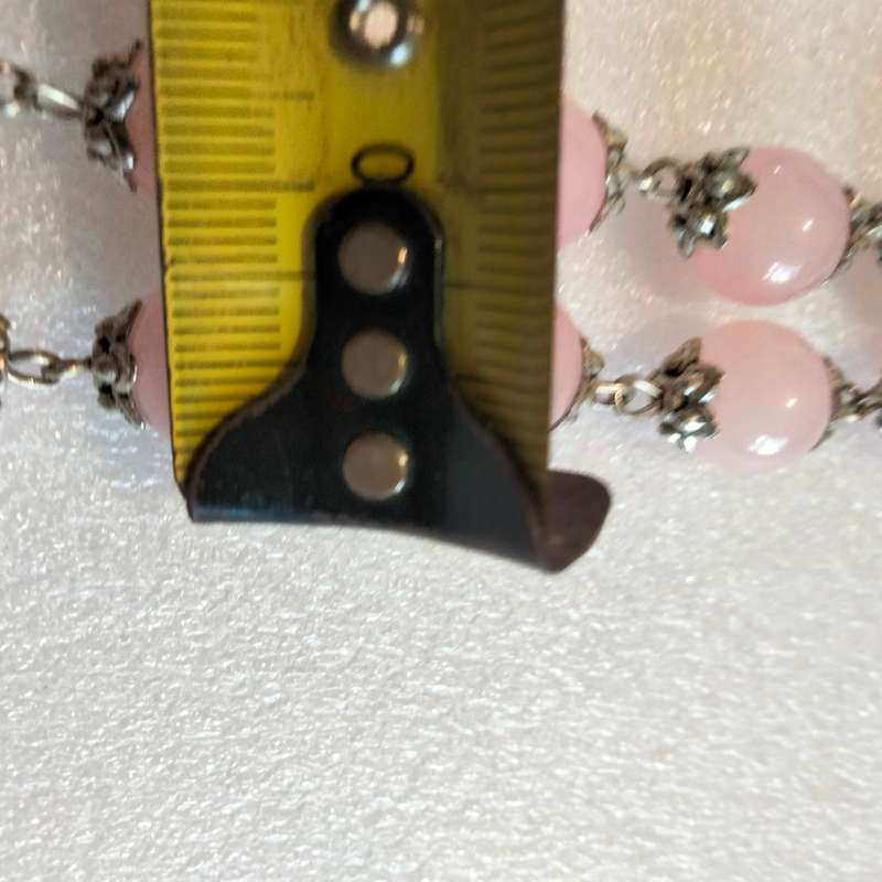 1 NECKLACE - Rose quartz glass beads+spacers metal Chain look at my Buy Now listings - No Waiting