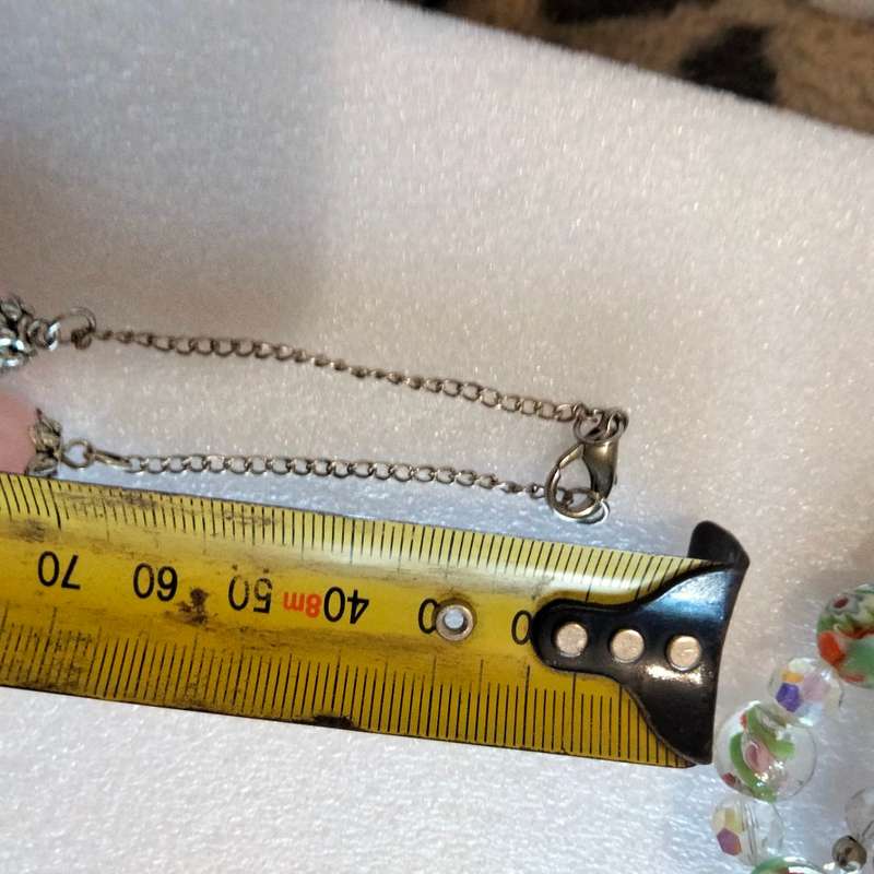 1 NECKLACE - Rose quartz glass beads+spacers metal Chain look at my Buy Now listings - No Waiting