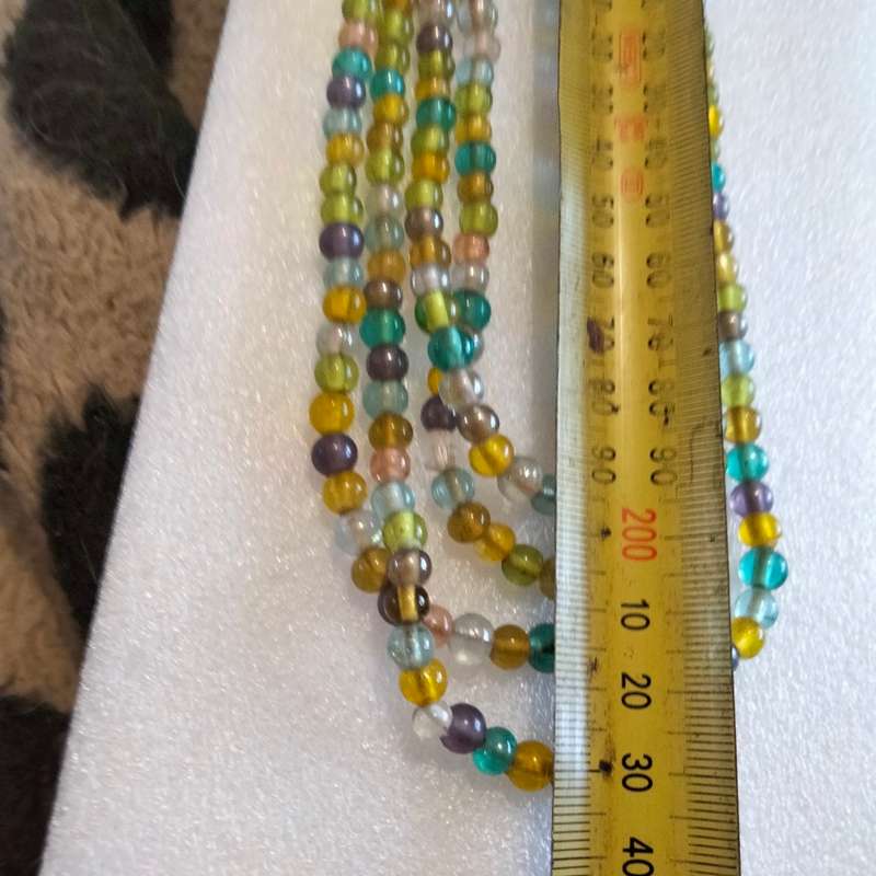 Bib NECKLACE - 4 strand ITALIAN lamp work Glass Beads Multicolour+Chain look at my Buy Now - No Wait