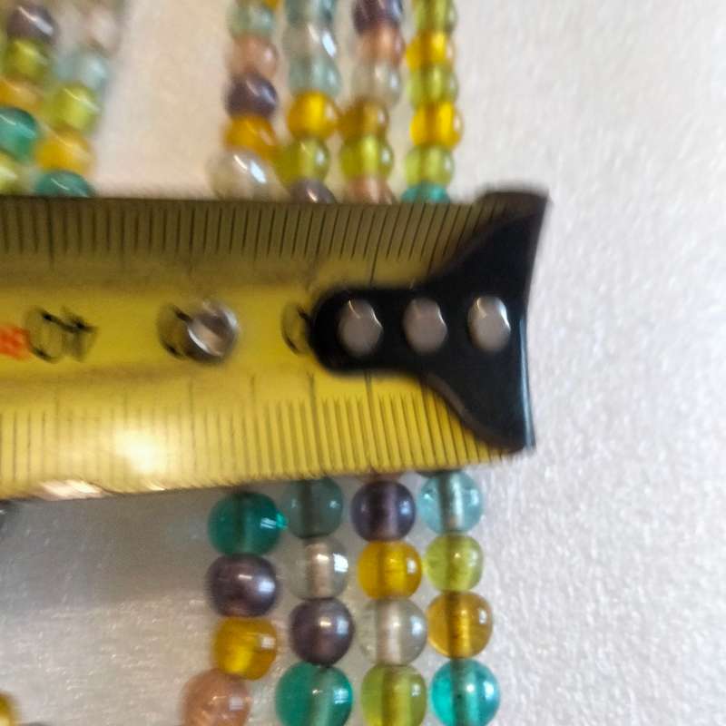 Bib NECKLACE - 4 strand ITALIAN lamp work Glass Beads Multicolour+Chain look at my Buy Now - No Wait