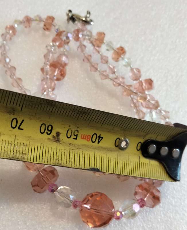 NECKLACE- Vintage Italian glass beads pink+clear mix shapes+size Look at my Buy Now listings No Wait