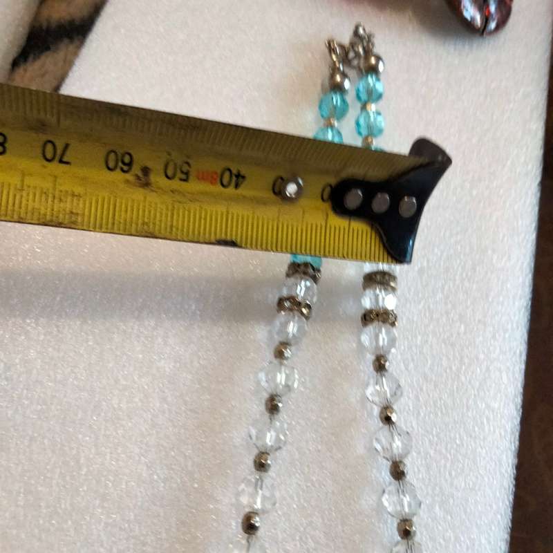 NECKLACE-Vintage Italian glass beads blue+clear mix shapes size spacers look at my Buy Now listings