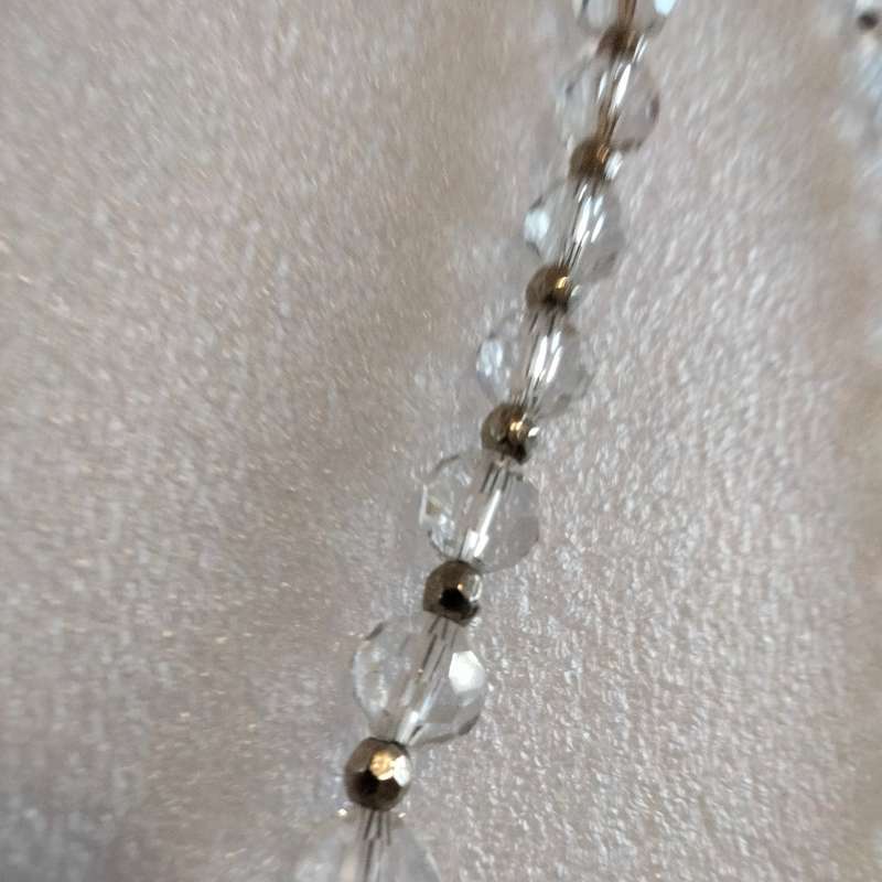 NECKLACE-Vintage Italian glass beads blue+clear mix shapes size spacers look at my Buy Now listings