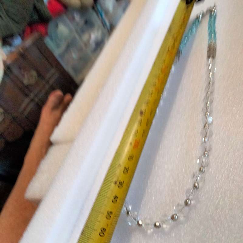 NECKLACE-Vintage Italian glass beads blue+clear mix shapes size spacers look at my Buy Now listings
