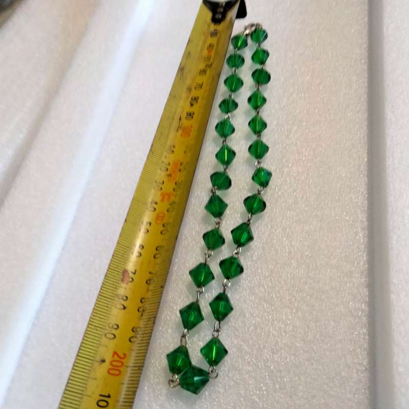 Necklace - vintage Italian cut glass faceted GREEN Lobster clasp Look at my Buy Now No Waiting