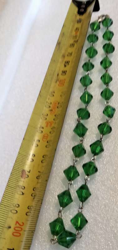 Necklace - vintage Italian cut glass faceted GREEN Lobster clasp Look at my Buy Now No Waiting
