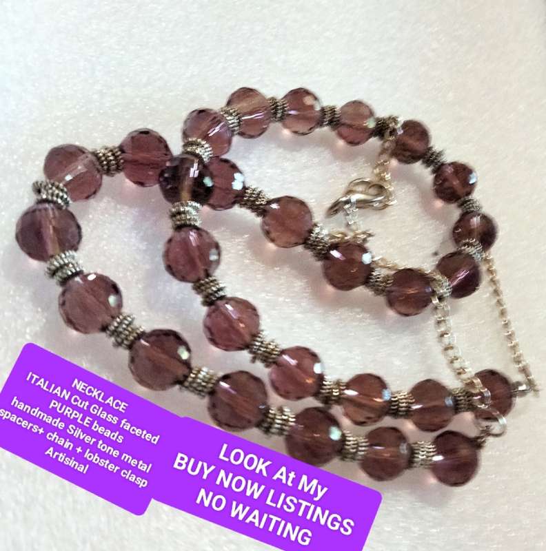 1 Italian cut glass purple bead necklace