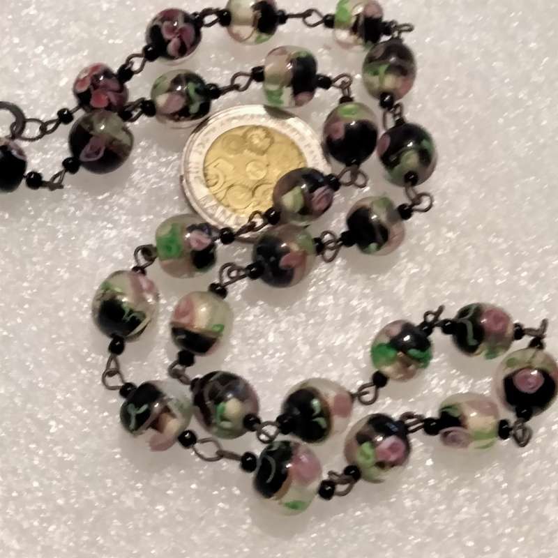 Necklace-  Murano -WEDDING Cake - lampwork glass handmade Vintage beads