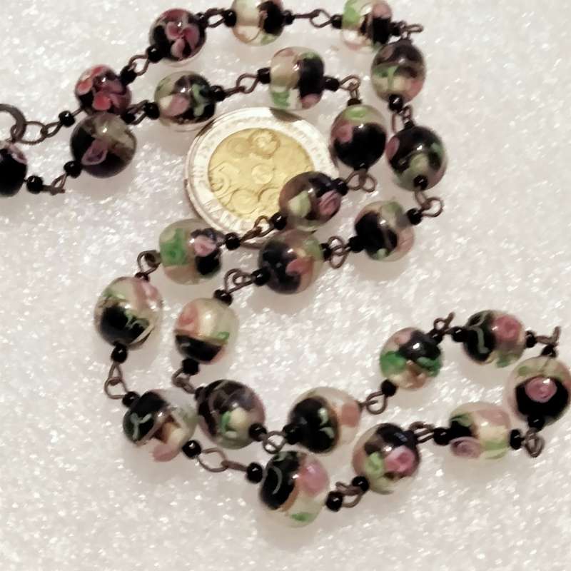 Necklace-  Murano -WEDDING Cake - lampwork glass handmade Vintage beads