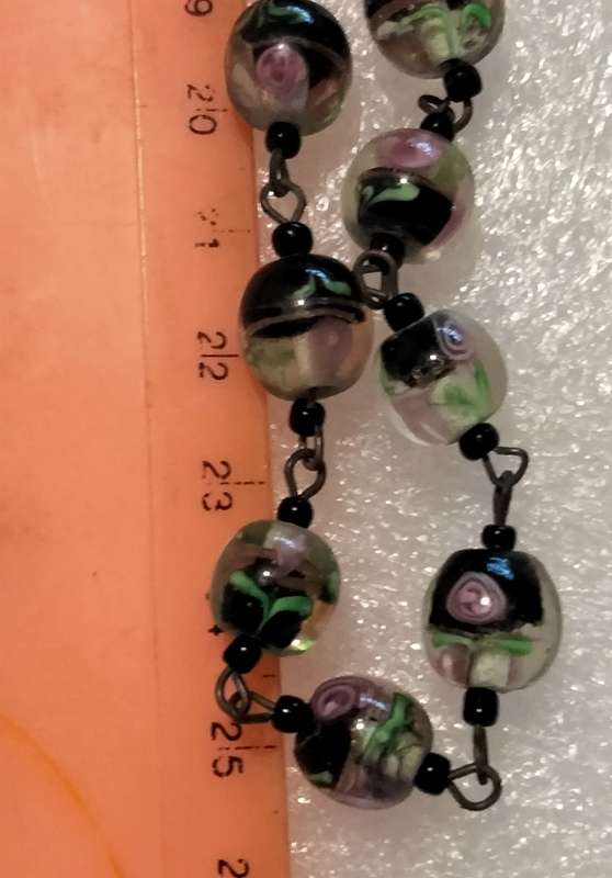 Necklace-  Murano -WEDDING Cake - lampwork glass handmade Vintage beads