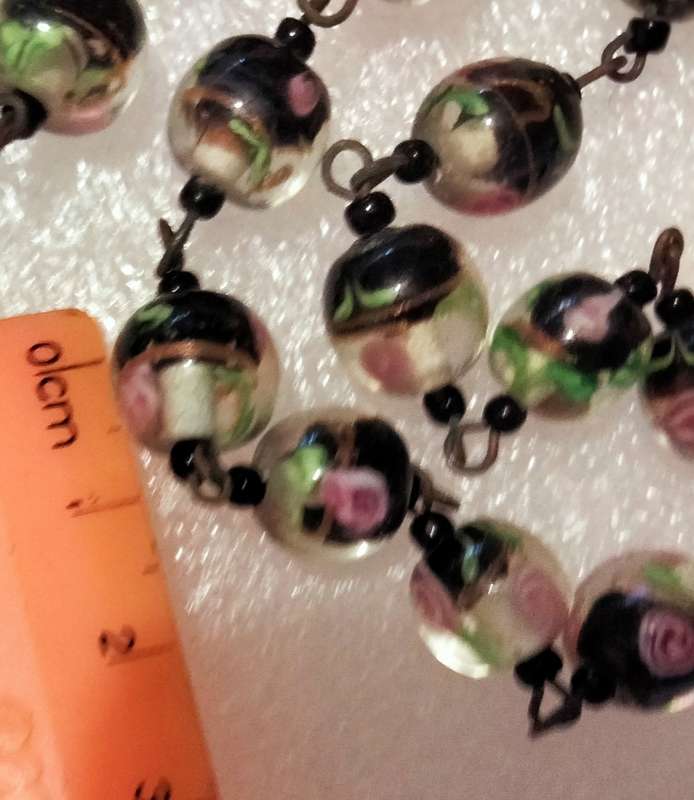 Necklace-  Murano -WEDDING Cake - lampwork glass handmade Vintage beads
