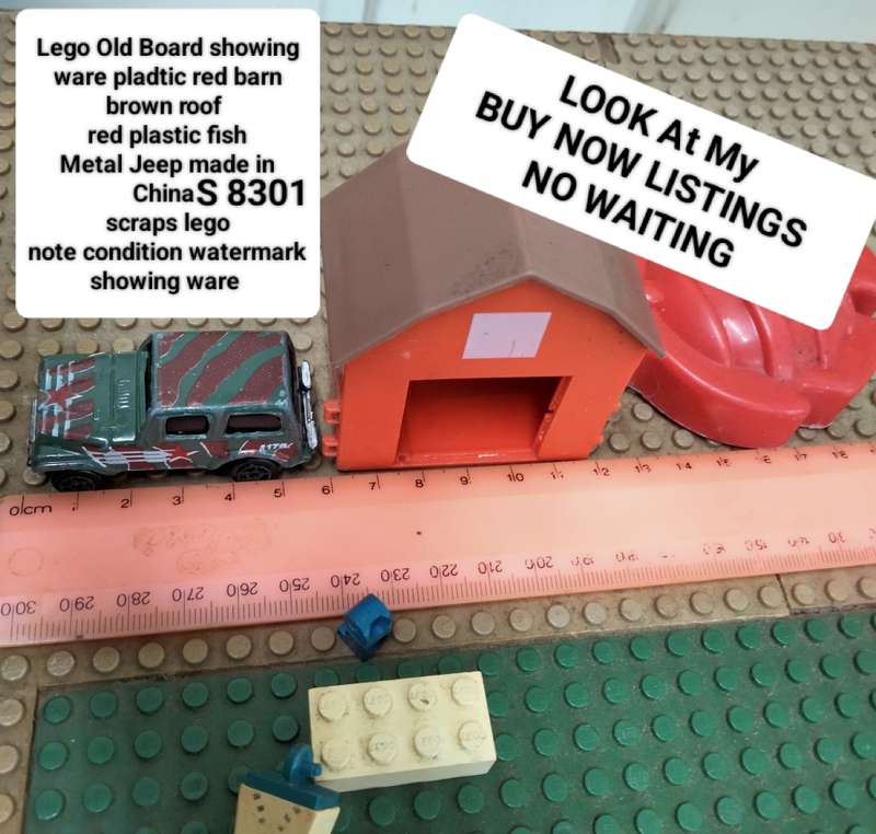 LEGO 2base plates on hardBoard+DIECAST JeepS8301 1:68 M178 Barn+oddLOOKatMy BUY NOW items NO WAITING