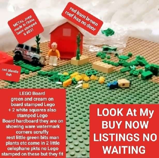 LEGO 2base plates on hardBoard+DIECAST JeepS8301 1:68 M178 Barn+oddLOOKatMy BUY NOW items NO WAITING