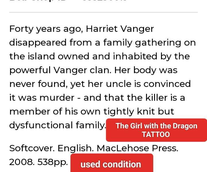 Book  Stieg Larsson - The Girl with the Dragon TATTOO+The Girl who Played with Fire pre owned soft c