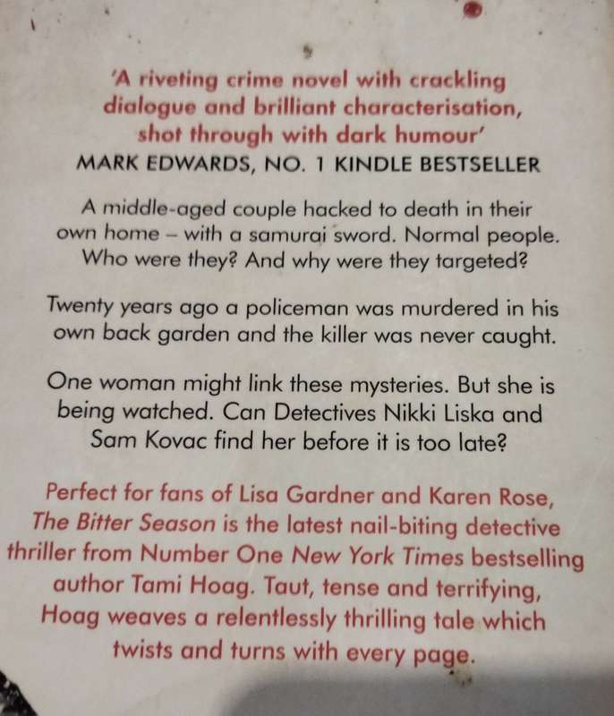 2 Books Author TAMI HOAG Kill the messenger+ The bitter season Soft cover Pre-owned