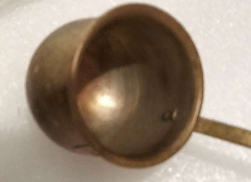 1 brass  RUM dipper long brass  handle oxidation PATINA - on RUM label is copper LOOK At My BUY NOW