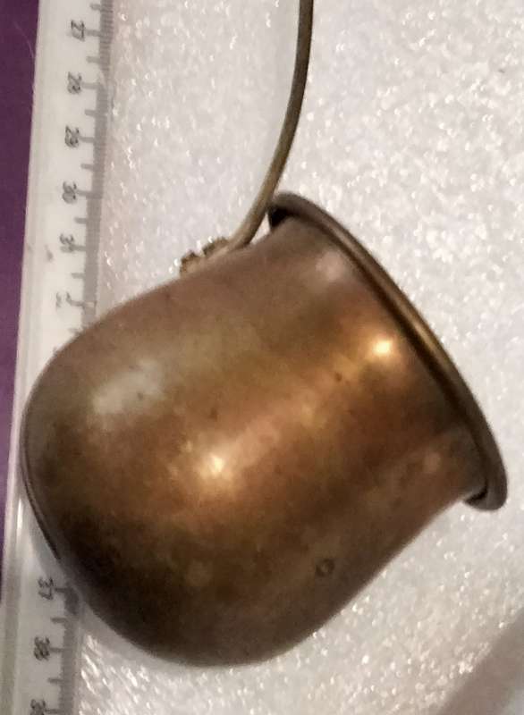 1 brass  RUM dipper long brass  handle oxidation PATINA - on RUM label is copper LOOK At My BUY NOW
