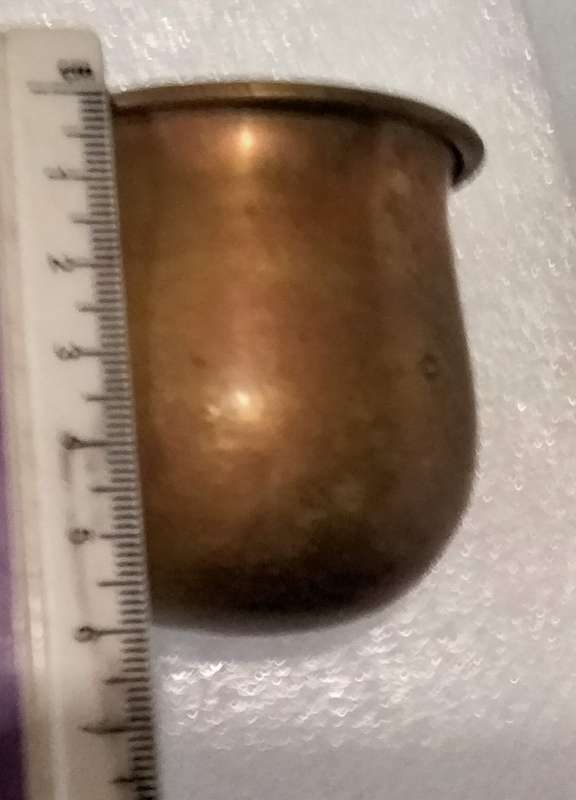 1 brass  RUM dipper long brass  handle oxidation PATINA - on RUM label is copper LOOK At My BUY NOW