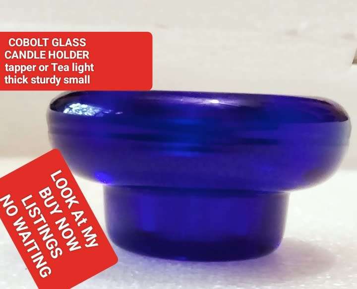 1 Cobolt glass Candle holder Small Vovite Tea Light or Taper-Thick sturdy 184gr this must be Swedish