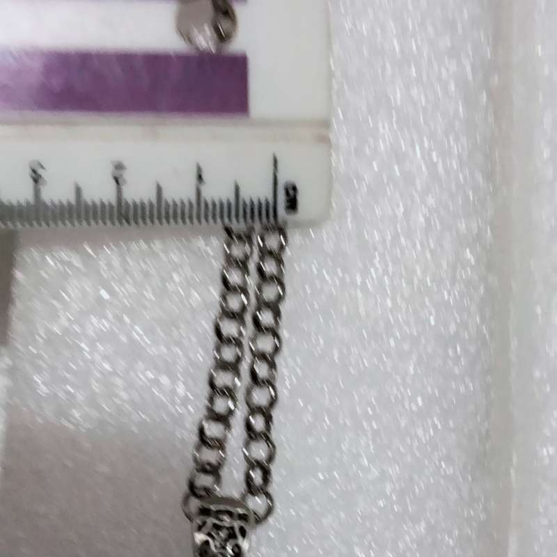 Pendant - Cross  Large Central faux Pearl + chain SILVER TONE metal