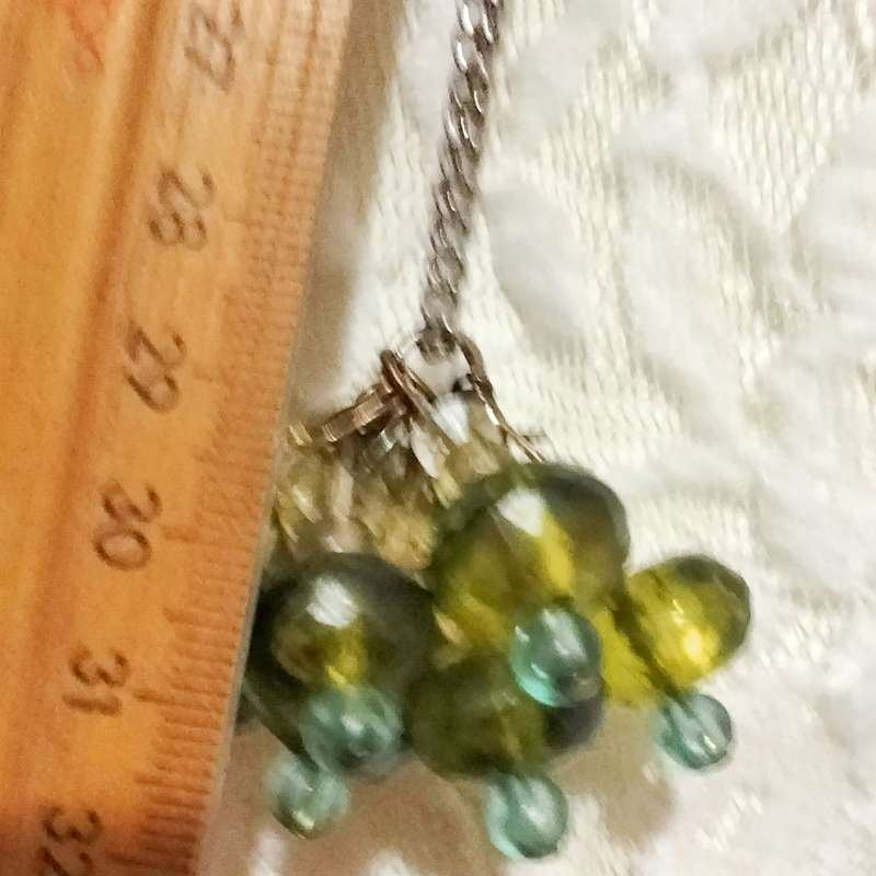 1 NECKLACE -pendant cluster glass crystal+composite beads metal+chain look at my Buy Now -No Waiting