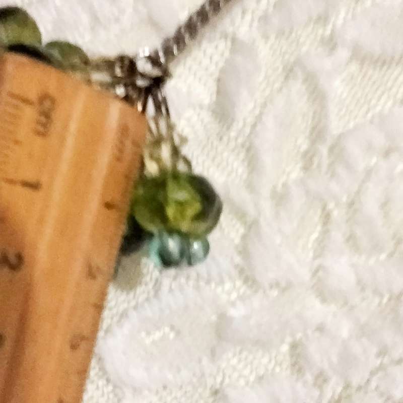 1 NECKLACE -pendant cluster glass crystal+composite beads metal+chain look at my Buy Now -No Waiting