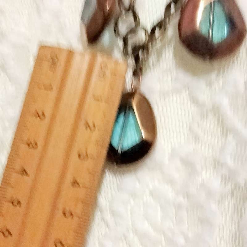 NECKLACE mod metal chain Glass beads Blue+Copper LOOK At My BUY NOW-NO WAITING