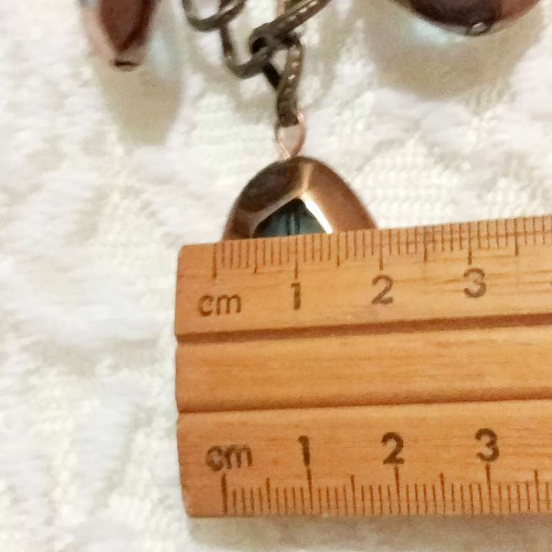 NECKLACE mod metal chain Glass beads Blue+Copper LOOK At My BUY NOW-NO WAITING