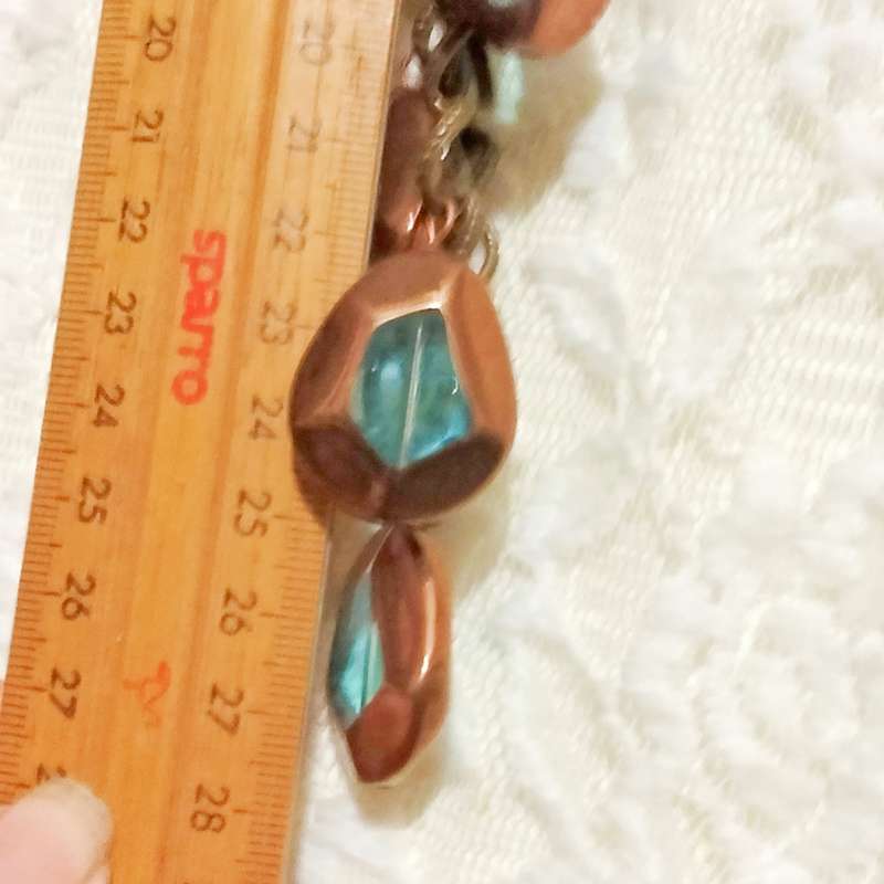 NECKLACE mod metal chain Glass beads Blue+Copper LOOK At My BUY NOW-NO WAITING