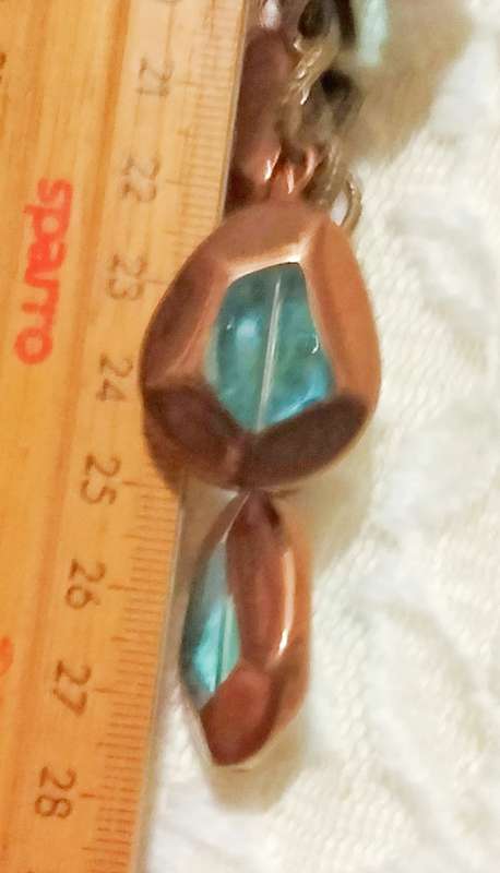 NECKLACE mod metal chain Glass beads Blue+Copper LOOK At My BUY NOW-NO WAITING