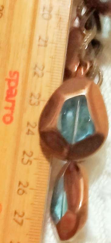 NECKLACE mod metal chain Glass beads Blue+Copper LOOK At My BUY NOW-NO WAITING