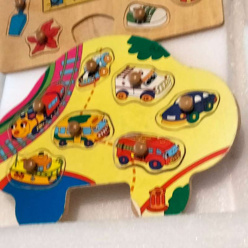 toys Wooden Peg Puzzles X2 bright pretty 1 piece missing showing ware+ extra peg shapes+2sqblocks+ 2