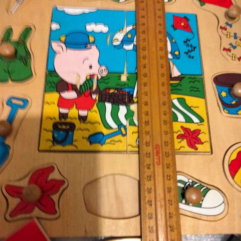 toys Wooden Peg Puzzles X2 bright pretty 1 piece missing showing ware+ extra peg shapes+2sqblocks+ 2
