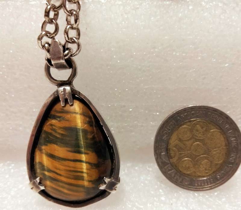 Necklace FASCINATING coffee Tiger eye/Jasper Semi Precious Gem Stones+ belcher chain stainless steel