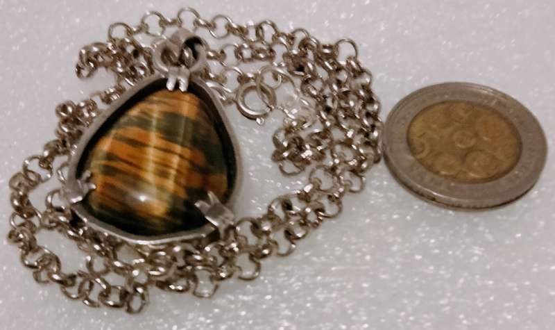 Necklace FASCINATING coffee Tiger eye/Jasper Semi Precious Gem Stones+ belcher chain stainless steel
