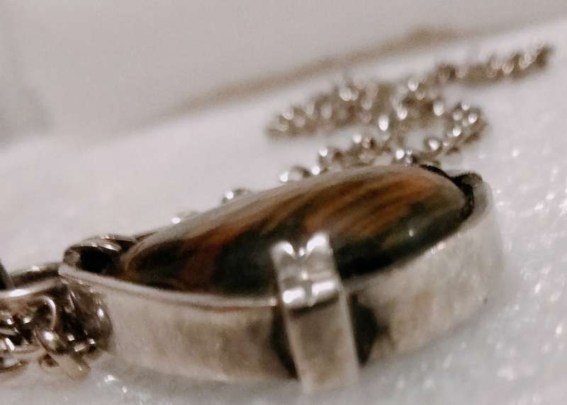 Necklace FASCINATING coffee Tiger eye/Jasper Semi Precious Gem Stones+ belcher chain stainless steel