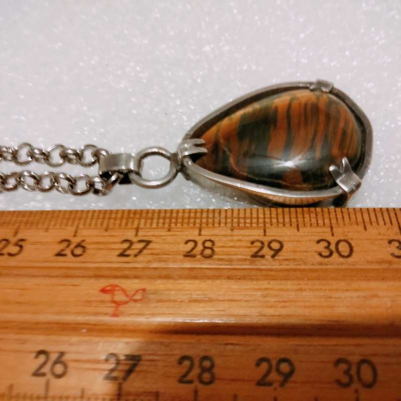 Necklace FASCINATING coffee Tiger eye/Jasper Semi Precious Gem Stones+ belcher chain stainless steel