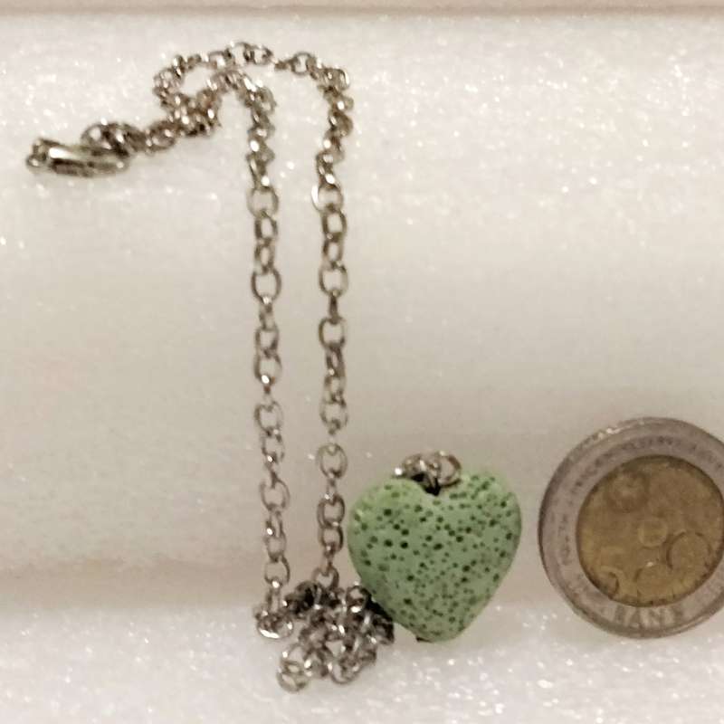 Necklace Green Heart Pendant+silver tone metal chain
