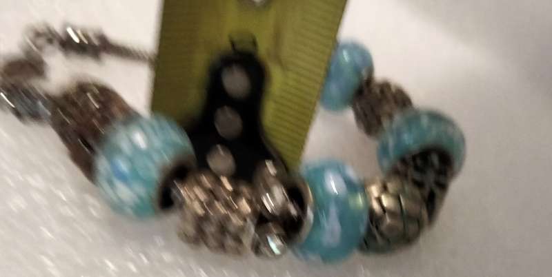 BRACELET Italian style 1 snake chain+ vintage charms and glass beads - silver tone metal core spacer