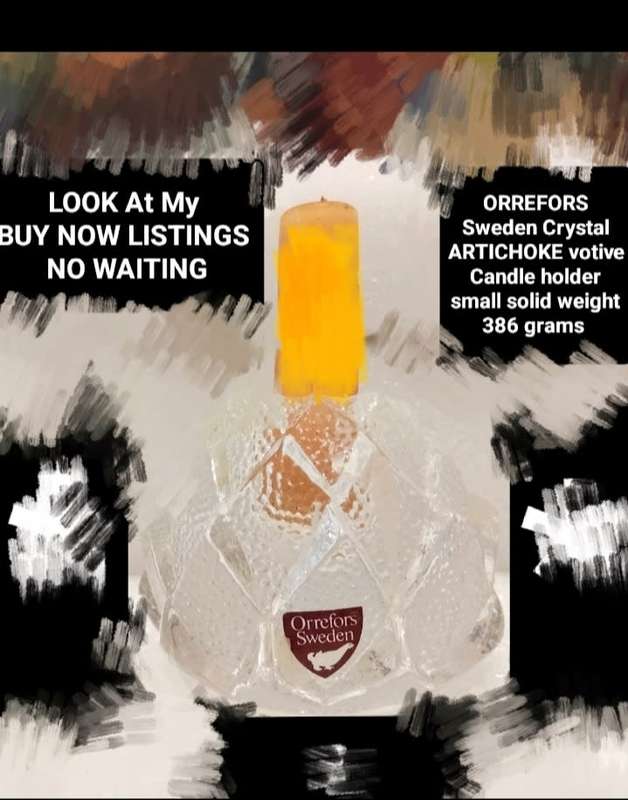 ORREFORS Sweden Crystal Artichoke votive Candle holder solid w. 386 grams