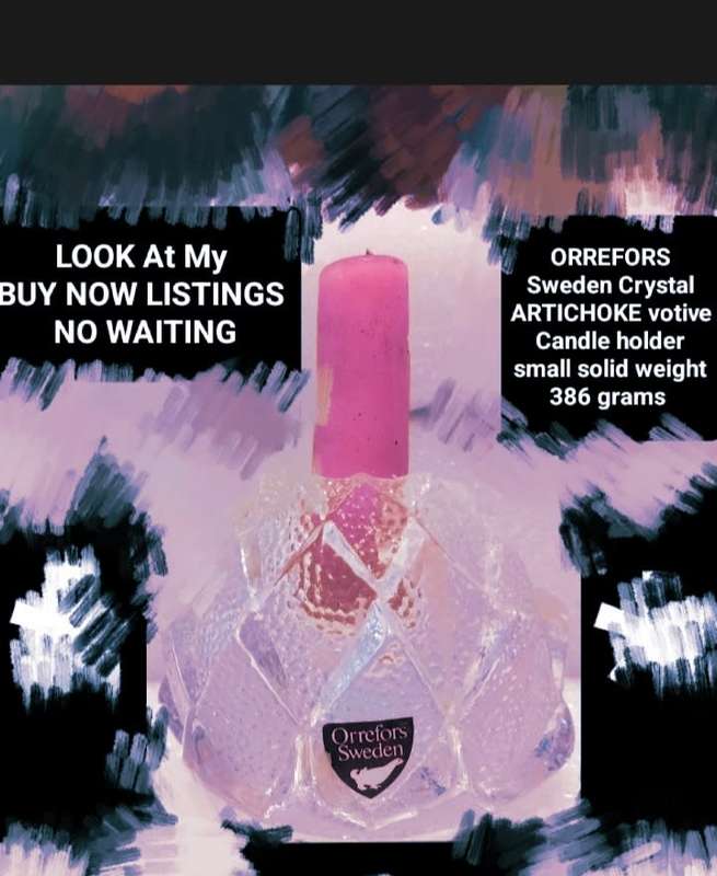 ORREFORS Sweden Crystal Artichoke votive Candle holder solid w. 386 grams