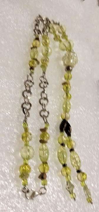 Necklace A Sautoir Murano beads Greens clear+ some gemstone`s + mix mainly glass hand
