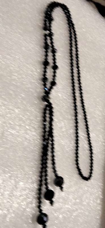 Necklace Sautoir Murano faceted beads  beads black glass hand made