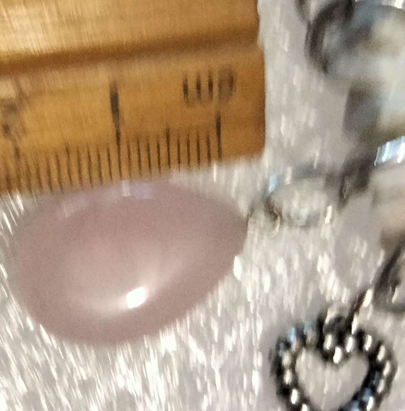 Necklace SNOW Quartz semi-precious gemstone+ ROSE QUARTZ cabochon+Cupid+heart charmsilver tone Clasp