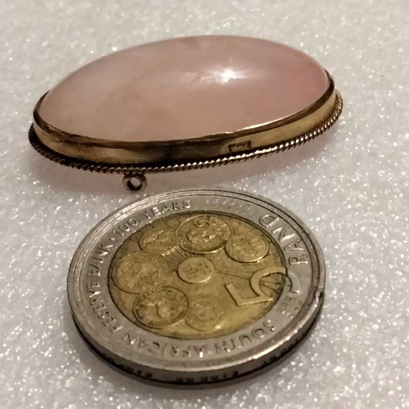 9 CT Gold ROSE QUARTZ gemstone Polished CABOCHON Pendant LARGE -EXCEPTIONAL