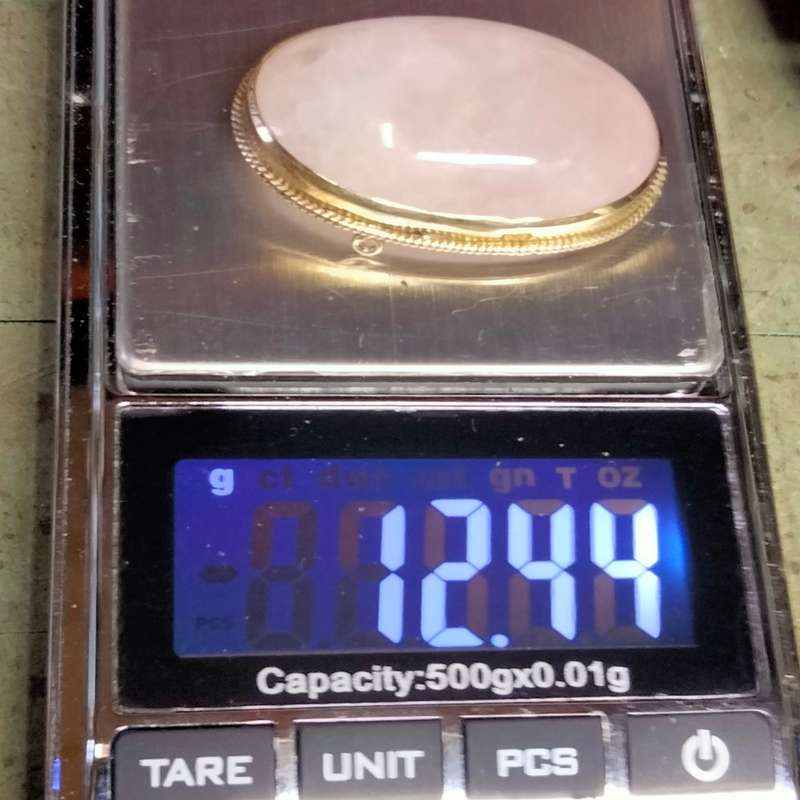 9 CT Gold ROSE QUARTZ gemstone Polished CABOCHON Pendant LARGE -EXCEPTIONAL