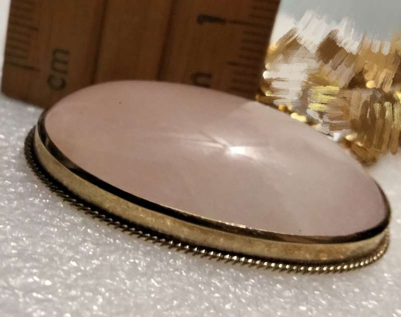 9 CT Gold ROSE QUARTZ gemstone Polished CABOCHON Pendant LARGE -EXCEPTIONAL