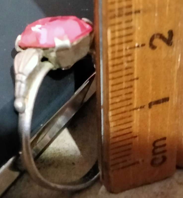 STERLING SILVER Ring stone PINK CUT emerald *Band broken*Box shows ware*LOOK My BUY NOW*NO WAITING