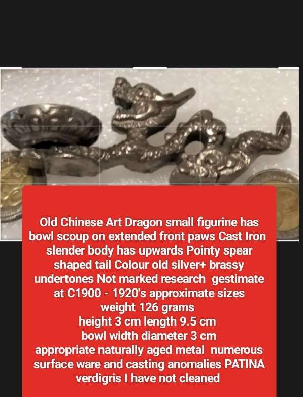 Old Chinese Dragon small Asian Oriental Art Figurine Cast IronLOOK At My BUY NOW listings NO WAITING